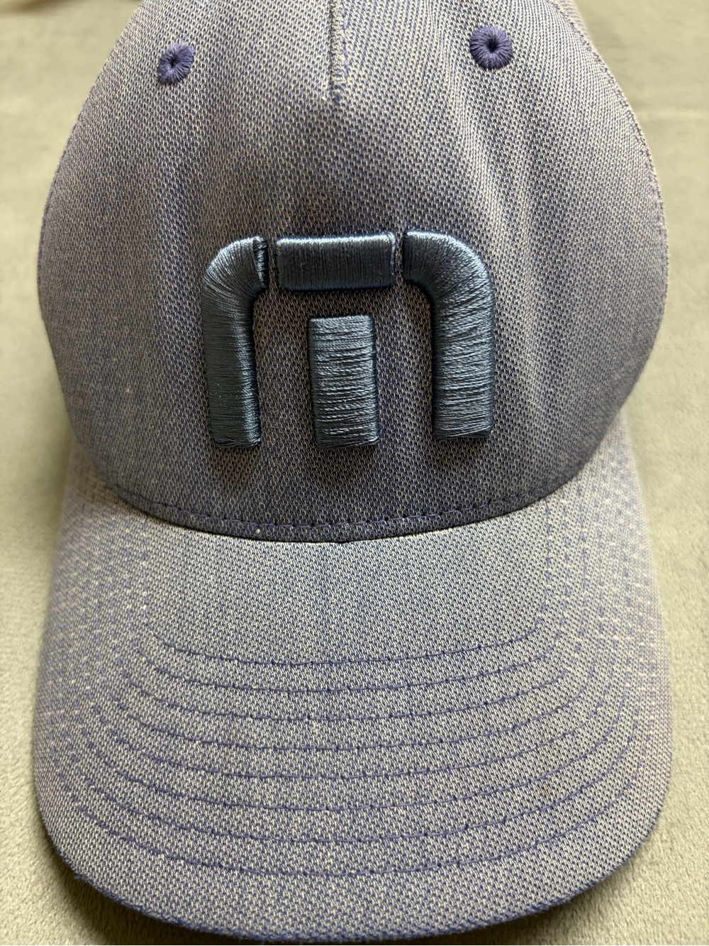 Travis Mathew Flexfit L/XL Blue Performance Fitted Golf Hat Raised Logo Cap